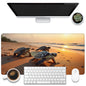 KOAIWPAE Desk Mat, Watercolor Pink Flowers Desk Pad, Green Leaves Flowers Large Gaming Mouse Pad for Desk, 31.5"x15.7" Extended Big Computer Keyboard Mouse Pad with Non-Slip Base and Stitched Edge