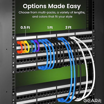 GearIT Cat 6 Ethernet Cable (24-Pack 3 Feet) Cat6 Network Patch, 10Gbps, RJ45, Snagless Cord, Gold-Plated Connectors, Internet for PC, TV, Tablet, Router, Printer, Servers, IT Data Center - Green
