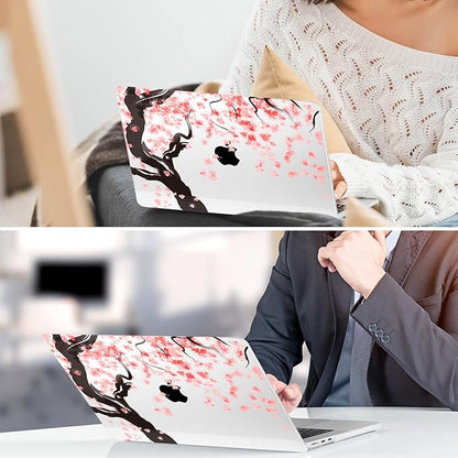 TWOLSKOO Compatible with M4 MacBook Air 15 inch Case 2025-2023 Released Model M4 A3241 M3 A3114 M2 A2941, Plastic Hard Shell & Screen Protector & Keyboard Cover & Trackpad Film, Cherry Blossoms