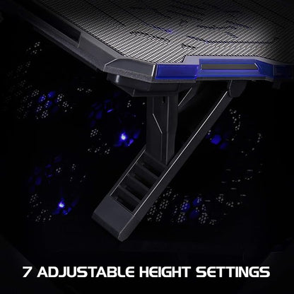 ENHANCE Cryogen Gaming Laptop Cooling Pad - Fits up to 17 inch Computer - Adjustable Laptop Cooling Stand with 5 Ultra Quiet Cooler Fans, 2 USB Ports and LED Lighting - Slim Portable Design 2500 RPM