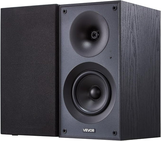 VEVOR Powered Bookshelf Speakers, 25W x 2, Active Studio Monitor Speaker with 5.25 Inch Woofer, Bluetooth/RCA/Coaxial/Optical/USB/Subwoofer Connection, Wooden Enclosure, for Record Player Turntable PC