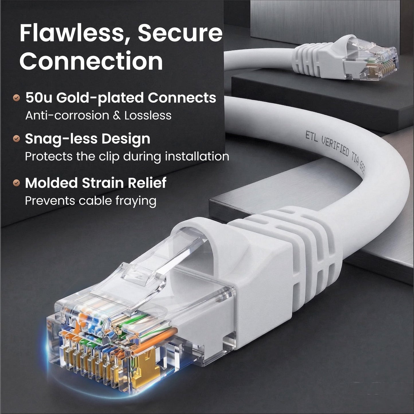 GEARit Cat6 Patch Cables 3 ft White (1 Pack) - Cat6 Ethernet Cable 3 ft White/Ethernet Cable, 10Gbps 24AWG Pure Copper, Snagless RJ45 for Router, Switch, PC, PS5, Server