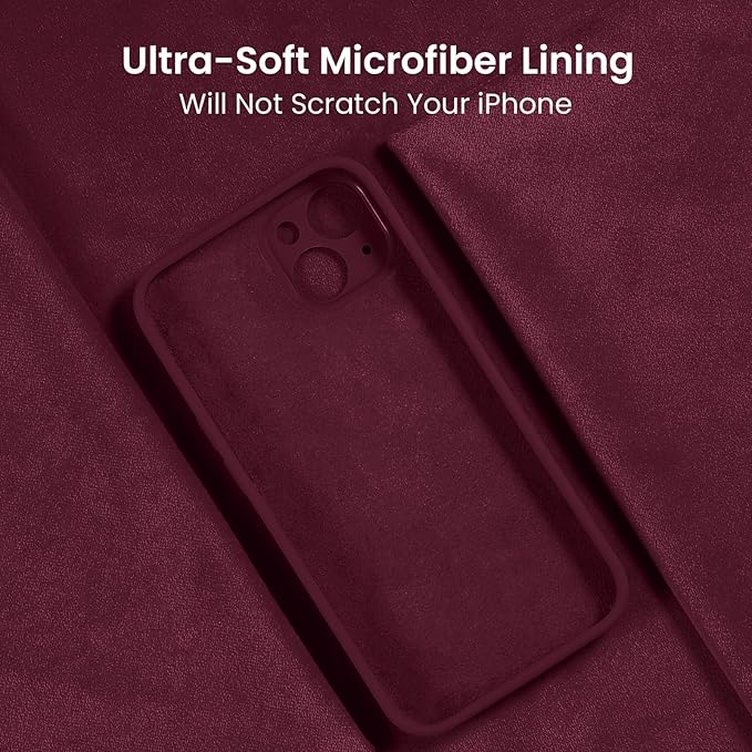 FireNova Designed for iPhone 15 Plus Case, Silicone [Camera Protection] Case with [2 Screen Protectors], Soft Anti-Scratch Microfiber Lining Inside, 6.7 inch, Plum