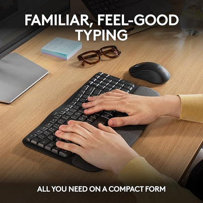 Logitech Wave Keys MK670 Combo, Wireless Ergonomic Keyboard with Signature M550 L Wireless Mouse, Comfortable Natural Typing, Bluetooth, Logi Bolt, for Multi-OS, Windows/Mac - Graphite