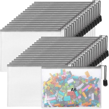 Jetec 32 Pcs Mesh Zipper Bags Toy Storage Bikini Organizer Bag Bolsas Para Guardar Trajes De Baño Waterproof Zipper Reusable Pouch Puzzle Multipurpose for Storage Office(Grey,7.5 x 5 Inch)