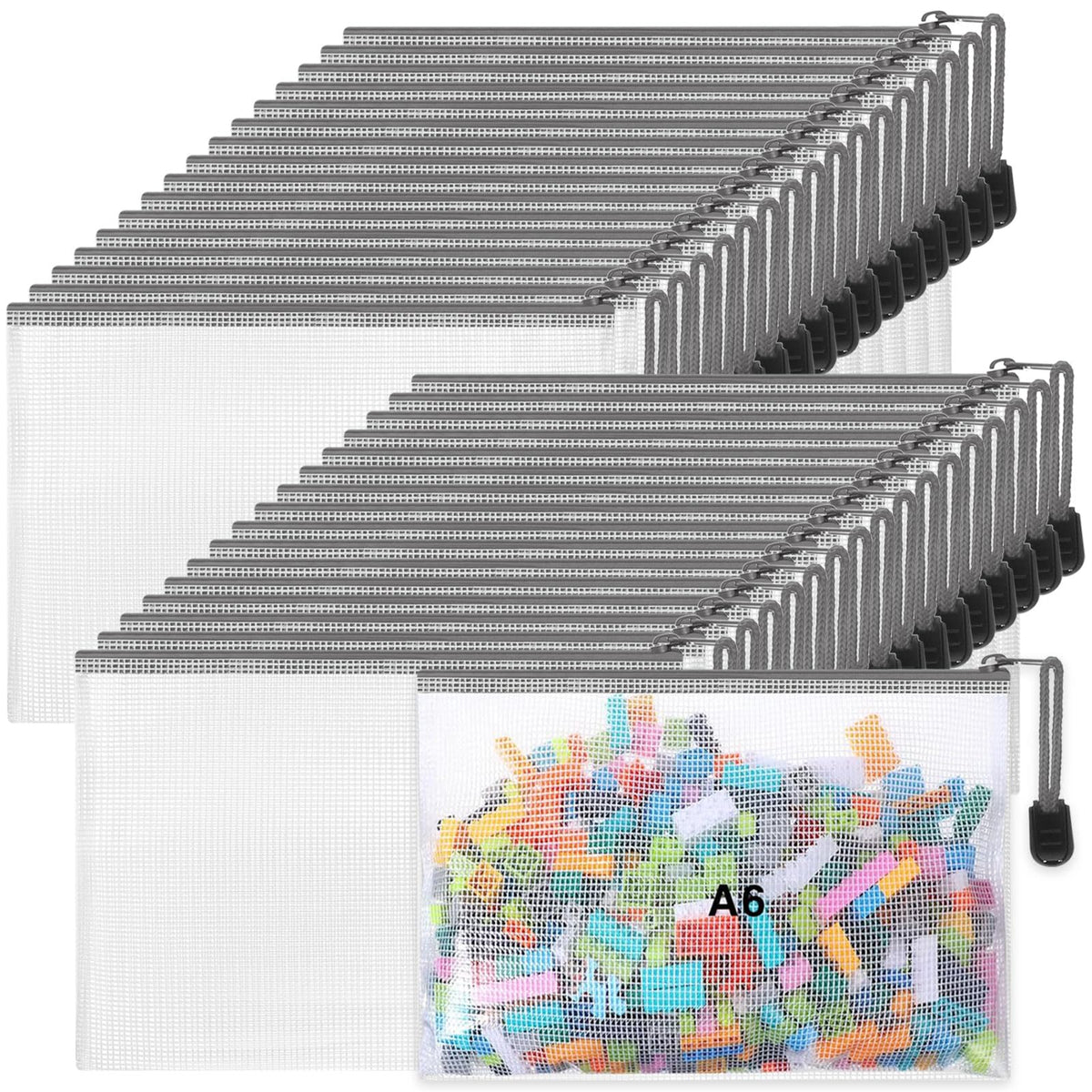 Jetec 32 Mesh Zipper Bags Bikini, Grey, 7.5 x 5 Inch, 32 Pcs