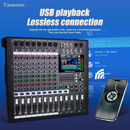 GF8 Pro Multi-Function 8-Channel Bluetooth DJ Sound Console - 7 Stage Equalizer, 99 Sound Effects, Independent Mute for Stage, Karaoke Live