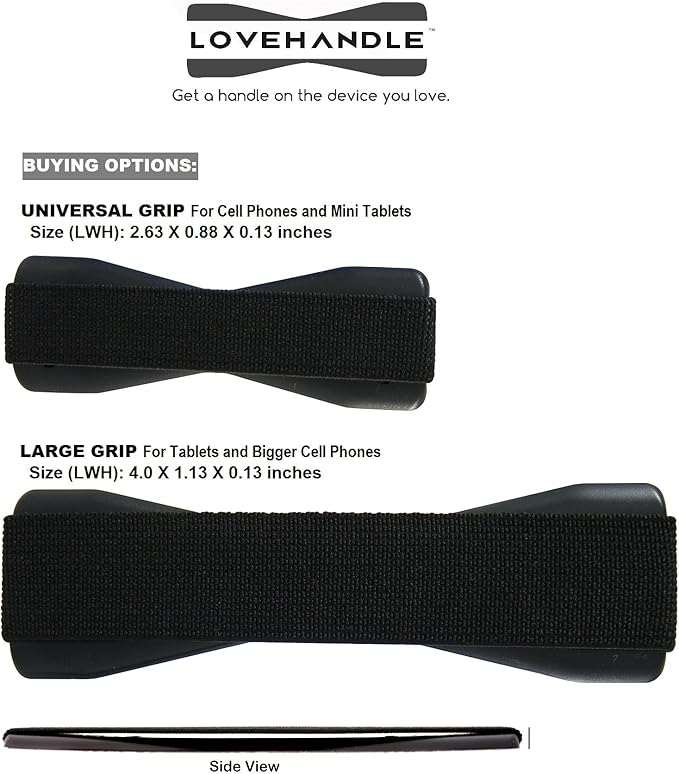 Universal Grip for Most Smartphones, Mini Tablets and Cases, Black Elastic Strap with Red Base, LH-01Red