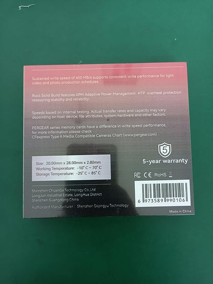 PERGEAR Professional 260GB CFexpress Type A Memory Card, Up to 880MB/s Read Speed & 900MB/s Write Speed for 4K 120P,8K 30P Recording Video/Photo, Compatible for Sony Alpha Sony FX Cameras