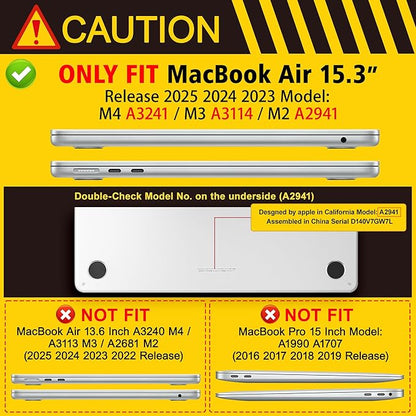 Case for MacBook Air 15 Inch 2025 2024 2023 Release M4 A3241 M3 A3114 M2 A2941, Hard Shell with Screen Protector & Keyboard Cover, Compatible with Touch ID, Florals Pattern