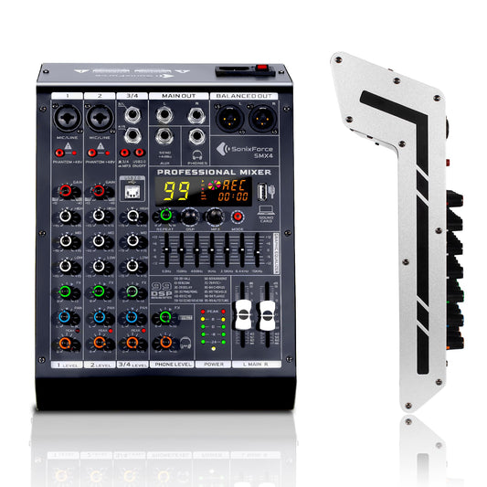 SonixForce 4 Channel Audio Mixer, 99 DSP Effects Sound Board Console