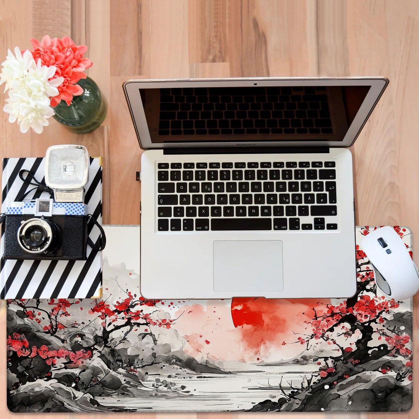 NITAHHHY Large Mouse Pad Ink Painting Gaming Desk Pad Computer Keyboard Non-Slip Waterproof Mouse Mat with Rubber Base and Stitched Edges Entertainment Office Writing Desk Mat 35.4 x 15.7 Inches