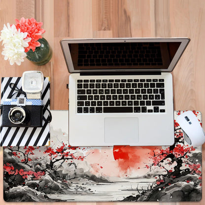 NITAHHHY Large Mouse Pad Ink Painting Gaming Desk Pad Computer Keyboard Non-Slip Waterproof Mouse Mat with Rubber Base and Stitched Edges Entertainment Office Writing Desk Mat 35.4 x 15.7 Inches
