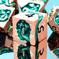 RULE DICE Serpent's Embrace Metal DND Dice Set - 7pc Polyhedral D&D Dice for TTRPGs Like Dungeons and Dragons and Pathfinder - Emerald Green Snake Design, Heavy & Balanced for Tabletop Gaming