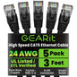 GEARit Cat6 Patch Cables 3 ft Black (5 Pack) Cat 6 Patch Cables 3ft Black/Ethernet Patch Cable, 10Gbps 550MHz 24AWG Pure Copper, Snagless, Gold Plated RJ45 for Router, Server, Router, PC