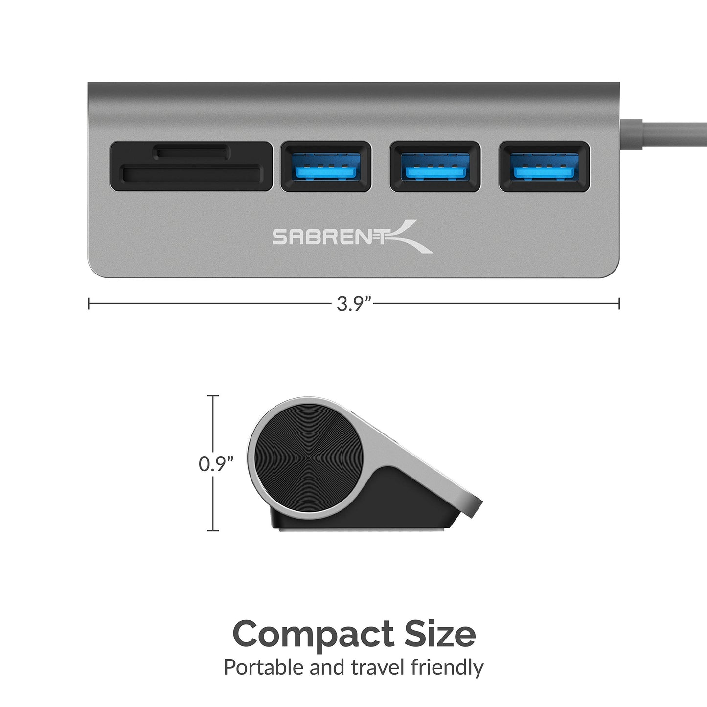 SABRENT USB-C 5-in-1 Hub, SD/TF Card Reader + 3 USB 3.0 (HB-U3CR)
