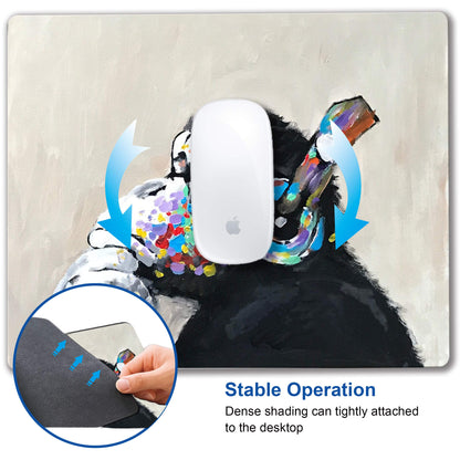 SHALYSONG Gorilla Oil Painting Mouse Pad, Non-Slip Small Computer Mousepad