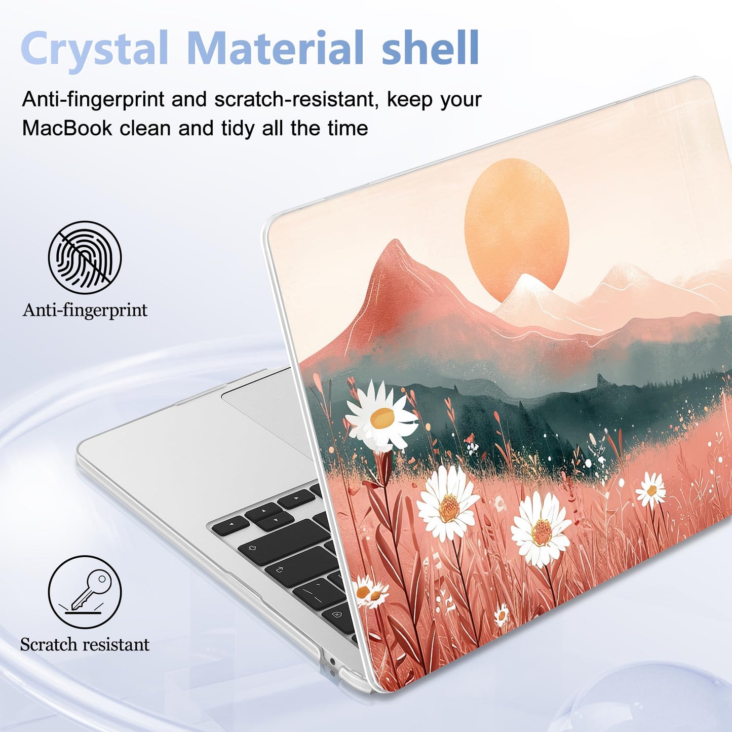 Lepeoac Case for 2026/2025/2024/2023 MacBook Air 15-inch Laptop Release M5 A3448 /M4 A3241 /M3 A3114 /M2 A2941, Stylish Protective Hard Shell Cover for MacBook Air 15.3 inch, Mountains