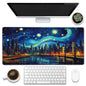 Eflxamz Large Gaming Mouse Pad, Koi Fish Ink Painting Desk Mat, Golden Line Lotus Desk Pad, Extended Big Computer Keyboard Mouse Pad with Non-Slip Base and Stitched Edge, 31.5"x11.8"