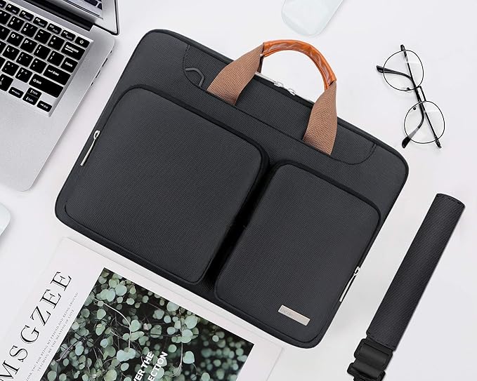 Lacdo 360° Protective Laptop Shoulder Bag for 13 inch New MacBook Air M4 A3240 2025, M3 A3113, M2 A2681, M1 A2337 A2179 A1932 2024-2018 | 13 inch MacBook Pro M2 M1 A2338 A2251 A2289 Computer Bag,Black