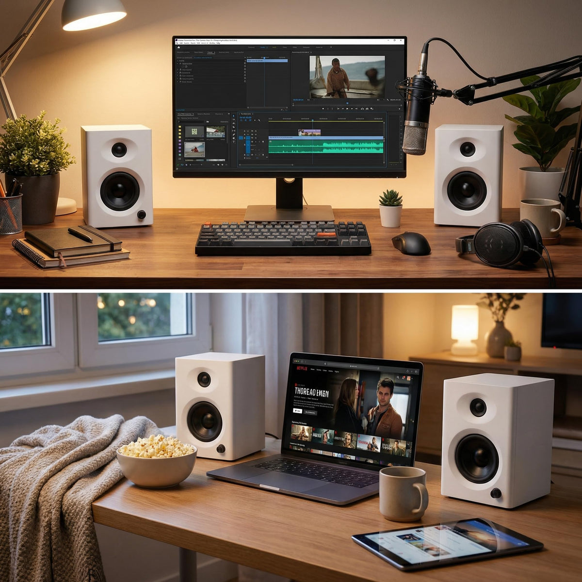 NSY Audio Powered Computer Speakers for Gaming and Music, White Pair