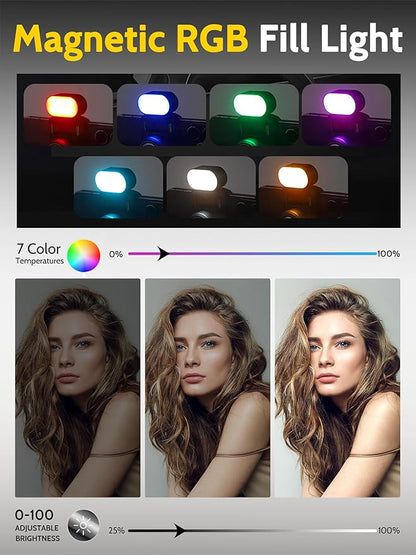 Auto Face Tracking Tripod 360 Rotation w/Stand for iPhone Android,Selfie Stick Phone Stand 360 Rotating for Video Recording,Phone Holder Follow You w/Remote,RGB Light for TikTok(M2Pro White)
