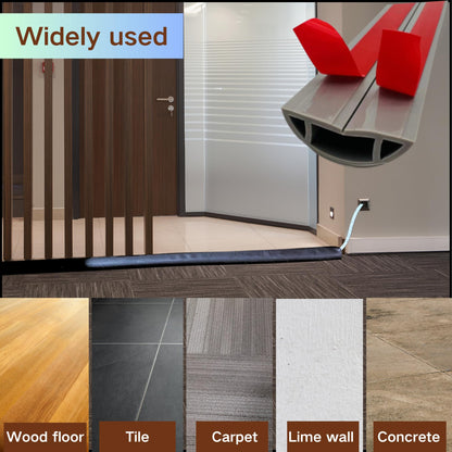 BEIEBIJOB Self Adhesive Floor Cord Cover, Cable Protector, 3.3ft, Gray