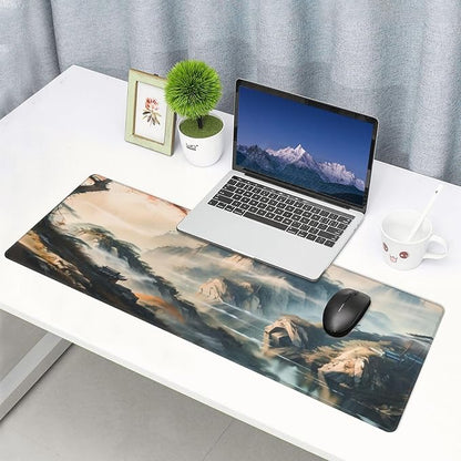 Large Mouse Pads Anime Landscape Mountain Wilderness Wonderland Non-Slip Rubber Base Gaming Mousepad, Keyboard and Mouse Pad with Stitched Edges,PC Desk Mat for Game,Work,Office(31.5"*11.8")