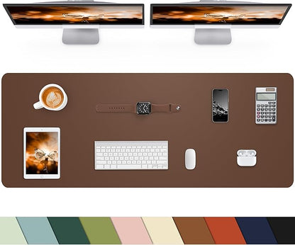Leather Desk Pad Protector, Office Desk Mat, Large Mouse Pad, Non-Slip PU Leather Desk Blotter, Laptop Desk Pad, Waterproof Writing Pad for Office/Home/Decor (Dark Green