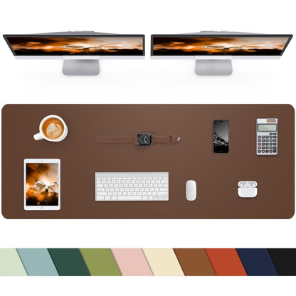 Leather Desk Pad Protector, Office Mat, Large Mouse Pad, Non-Slip Blotter, Laptop Pad, Waterproof Writing Pad for Office & Home (Grey Blue, 40" x 17")