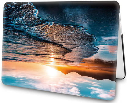 Beach Sunset Hard Case Compatible with MacBook Air 13 Inch Case 2017 2016 2015 2014 2013 2012 2011 2010 Release A1466/A1369,AMCJJ Plastic Hard Shell Cover & Keyboard Cover &Screen Protector