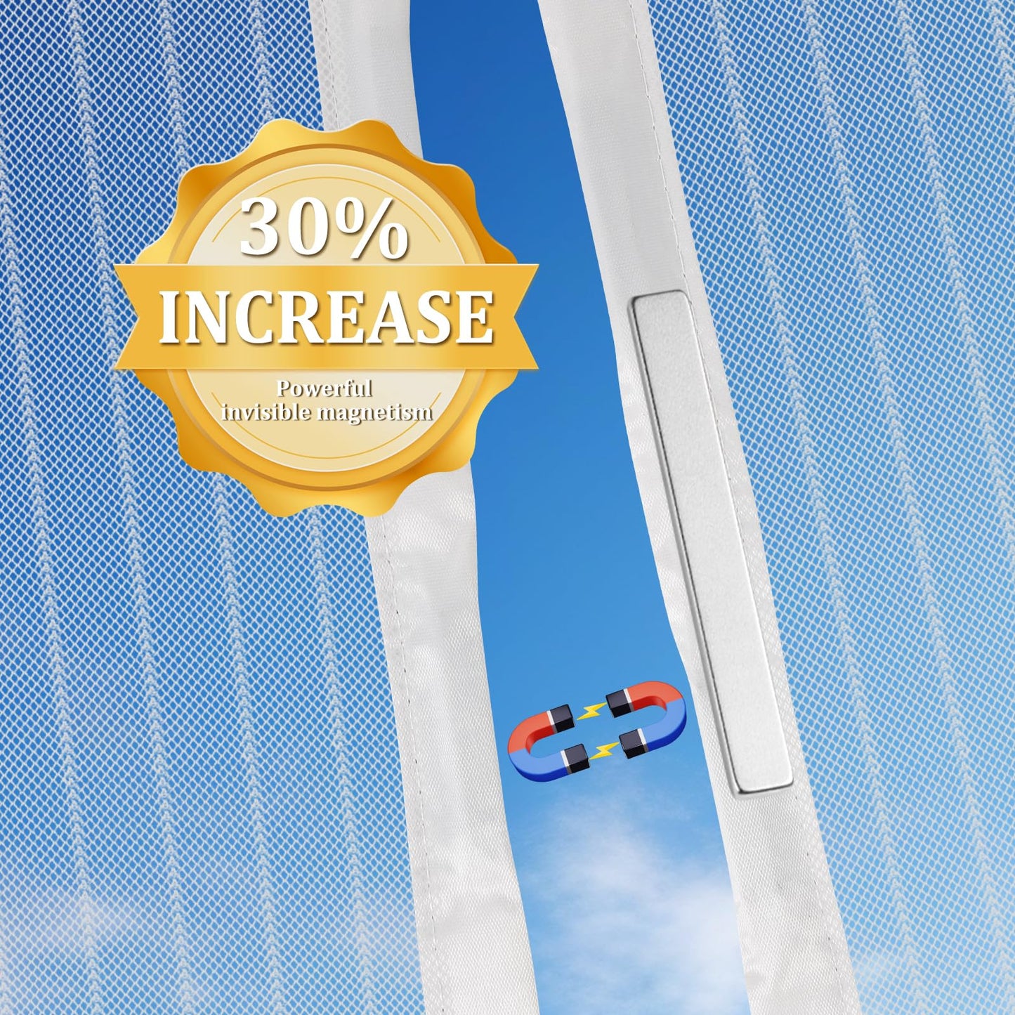 Amzjjle Magnetic Screen Door - Self Sealing, Heavy Duty, Hands Free Mesh Partition Keeps Bugs Out Let Breeze in- Pet and Kid Friendly - Keep Open Feature (White, Fit Door Size 34 x 80 Inch)