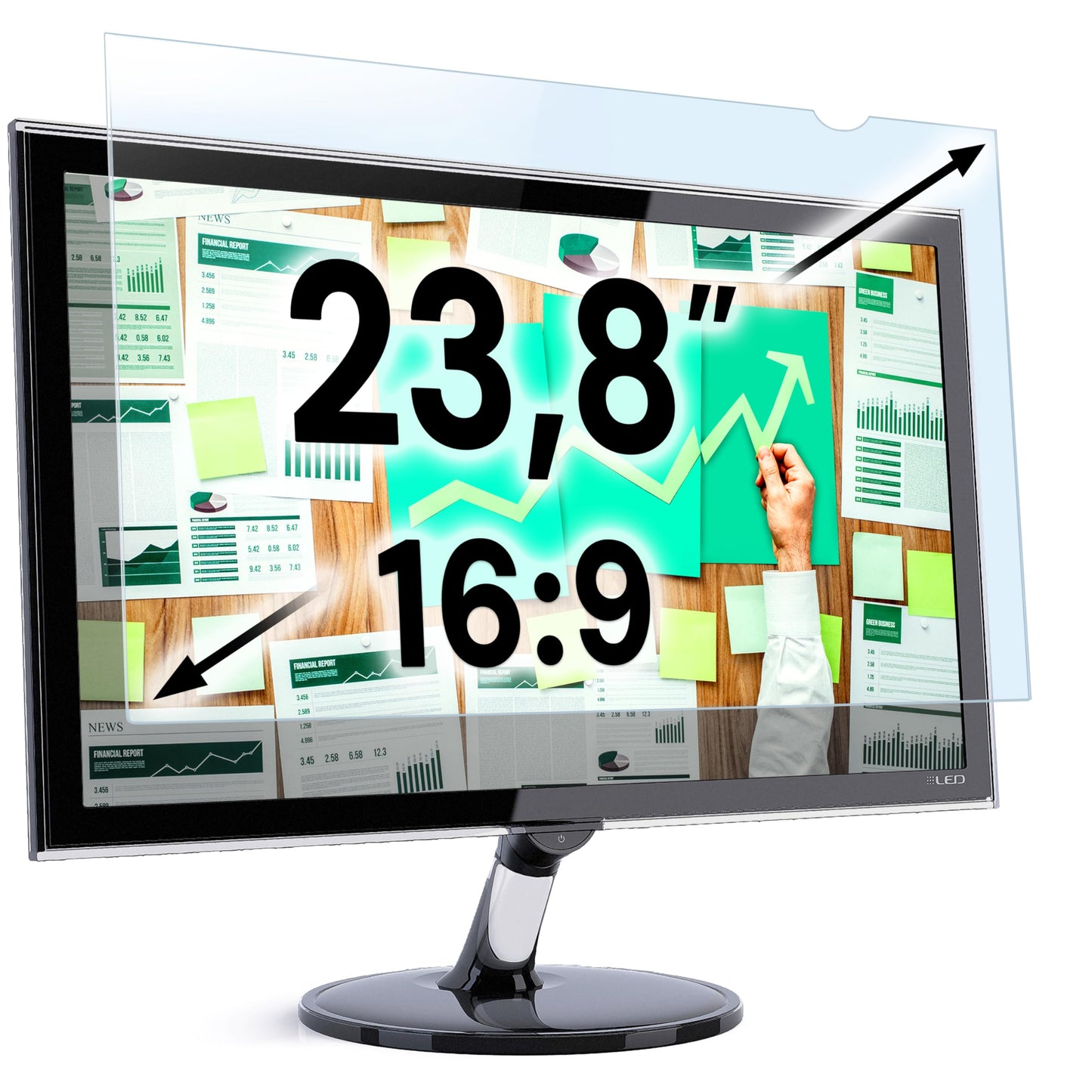 VINTEZ 23.8 inch Blue Light Blocking Screen Protector Panel for 16:9 Widescreen Computer Monitor and Laptop - PC Anti-UV Eye Protection Filter Film - Anti-Scratch Diagonal Frame Shield [1 Pack]