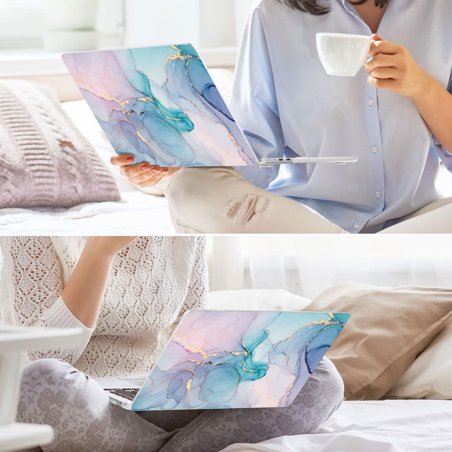 May Chen Case for MacBook Air 13/13.6 inch M5 A3449 M4 A3240 M3 A3113 M2 A2681, 2026 2025 2024-2022, Plastic Hard Shell with Keyboard Cover & Screec Protector, Gentle Marble