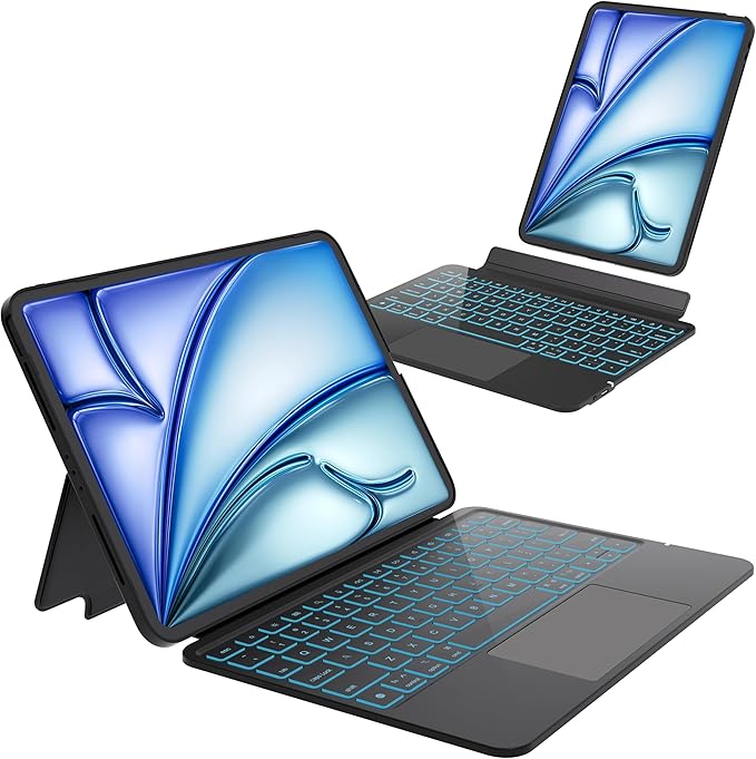 Otuoor Keyboard Case for iPad Air 11 inch (M3 2025 / M2 2024), Magnetic Detachable Keyboard Case for iPad Pro 11 inch (4th/3rd/2nd/1st Gen) & iPad Air 5th/4th Gen with Backlit Keys, Trackpad (Black)