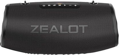 ZEALOT 80W Portable Bluetooth Speaker, Stereo Sound with Deep Bass,IPX6 Waterproof, LED Light,Bluetooth 5.2, Indoor/Outdoor Speaker for Party, Gathering, Pool, Camping,Travel (Black)