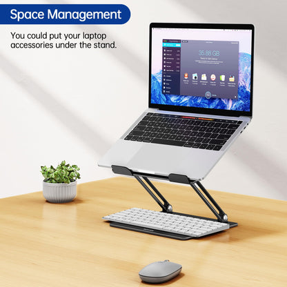 BESIGN LS10 Laptop Stand for Desk, Ergonomic Adjustable Notebook Tablet Stand, Foldable Laptop Riser, Portable Desktop Book Stands, Computer Holder Compatible with 10-14" Laptops, Black