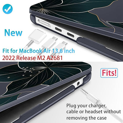 Mektron for 2025 M4 MacBook Air 13.6 Inch A3240 Case Fits 2023 A2681 M2 2024 A3113 M3 Chip with Liquid Retina Display Touch ID, Printed Plastic Hard Shell Cover for MacBook Air 13.6", Floral C218