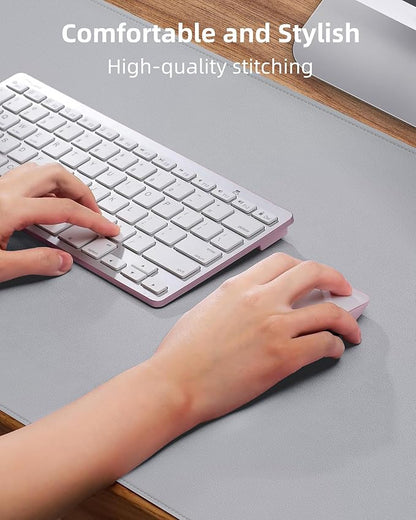 Leather Desk Pad Cover- 48" x 17" Office Desk Protector, Non-Slip PU Leather Mouse Pad, Waterproof Blotter Mat for Home (Light Grey)