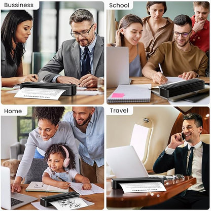 2025 Portable Printers Wireless for Travel, Inkless Thermal Printer Support 8.5" x 11"& A4, Mobile Printers with Carry Case, Bluetooth Portable Printer for Office,Travel,School,Car,Home,Black