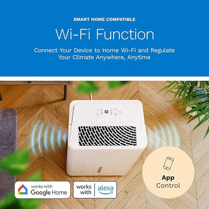 hOmeLabs 32 Pint Wi-Fi Dehumidifier for up to 4,500 Sq Ft Rooms (MAX 80 Pint at 95°F, 90% RH) – High-Efficiency Moisture Removal with Auto Shut-Off and Quiet, Portable Operation