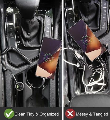 USB C to USB C Cable 6ft, 2Pack Coiled Charger for Car, Type C Fast Charging for iPhone 16/15/Plus/Pro/Pro Max/MacBook Pro 2020/iPad Pro 2020/iPad Air 4/Samsung Galaxy S23