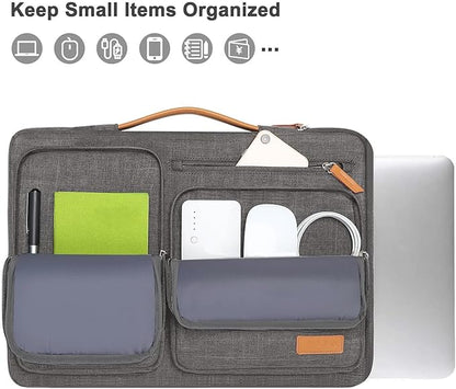 MOSISO 360 Protective Laptop Case 14 inch, 14 inch Laptop Sleeve Compatible with HP Lenovo Dell ASUS Acer, HP, Dell Latitude, Lenovo, Side Open Carrying Case with 4 Zipper Pockets&Handle, Taupe Gray