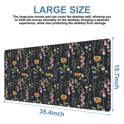 NITAHHHY Large Mouse Pad Field Flowers Gaming Desk Pad Computer Keyboard Non-Slip Waterproof Mouse Mat with Rubber Base and Stitched Edges Entertainment Office Writing Desk Mat 35.4 x 15.7 Inches