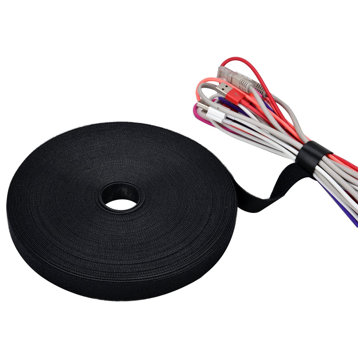 Pasow fastening tape Cable Tie Double Side Nylon Power Wire Management 3/4Inch 1 Roll Hook (25 Yards, Style 2)