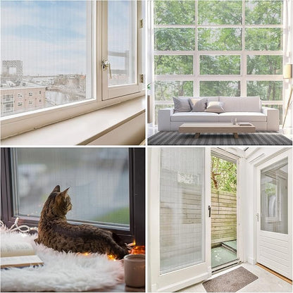 MAGZO Window Screen Replacement Mesh 48"W x 99"L - DIY Adjustable Polyester Pet Proof Screen Door Mesh for Patio Sliding Doors Window Screen Repair Kit, Durable, Washable, White