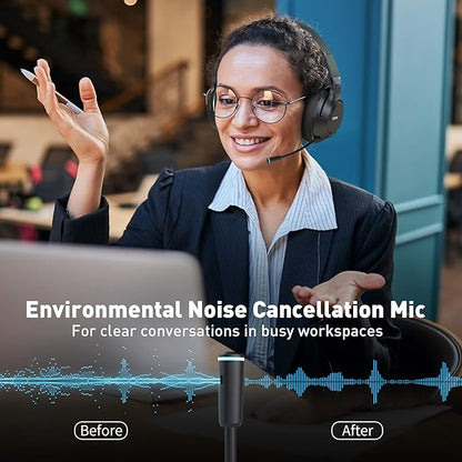Wireless Bluetooth Headsets with Microphone for Computer, Headphone Foldable Over Ear Soft 40H with Retractable Mic, USB Dongle for PS5 PS4 PC Cellphone Laptop