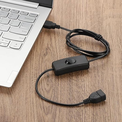 MECCANIXITY USB Extension Cable with ON/Off Toggle Switch 2m USB Male to Female Extension Cord for Desk Lamp Fan LED Light Strip Black Pack of 1