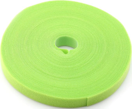 Reusable Fastening Tape Cable Ties 3/4 Inch Double Side Hook Roll (25 Yard, Green)