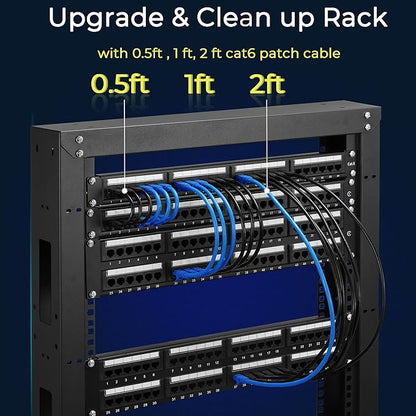 Rapink Patch Cables Cat6 0.5ft (48 Pack), Ethernet Patch Cable 10G, Cat 6 Patch Cable for Patch Panel to Switch, Flexiable Cat 6 Ethernet Cable with Gold Plated Blue